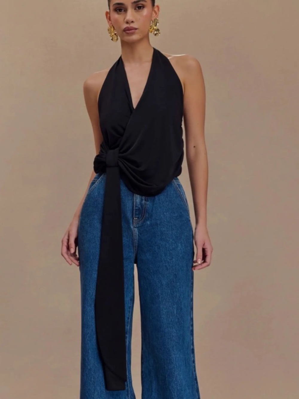 Meshki Black Halter Top